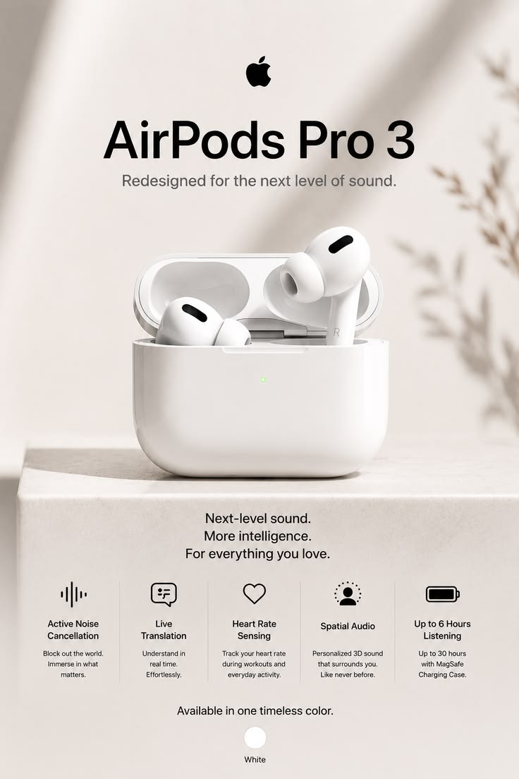 AirPods Pro 3 – Wireless Bluetooth Earbuds