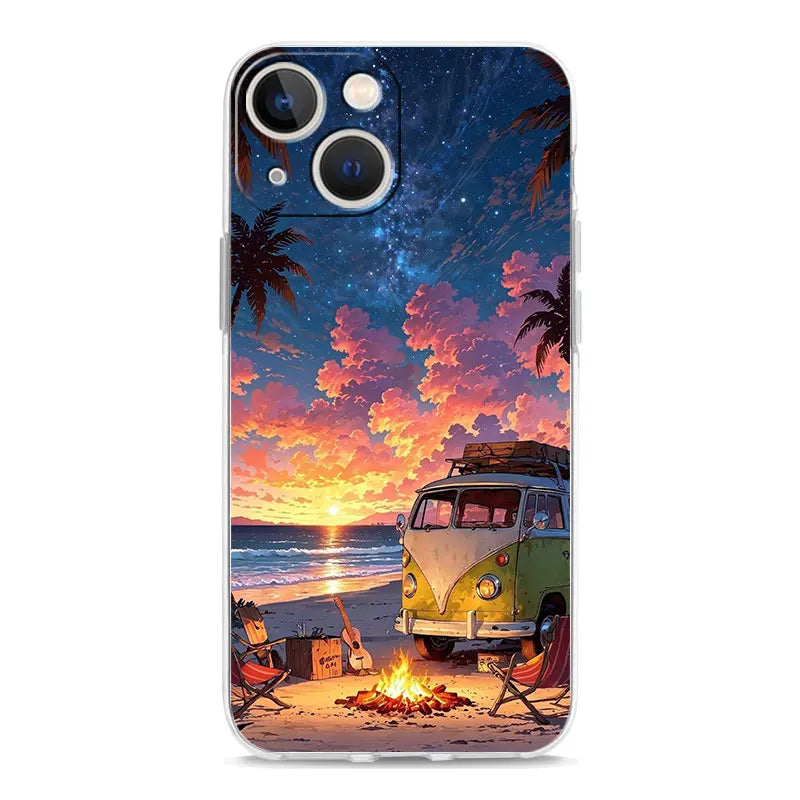 Retro Vintage Van Beach Phone Case – Tropical Summer Design