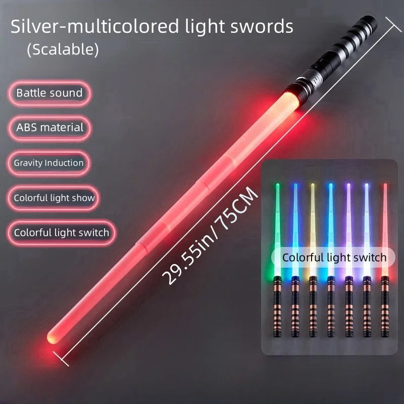 7-Color Retractable Kids Lightsaber with Sound FX & Light Show, 2-in-1 Role-Play Sword, for Halloween/Birthday/ Christmas Gifts