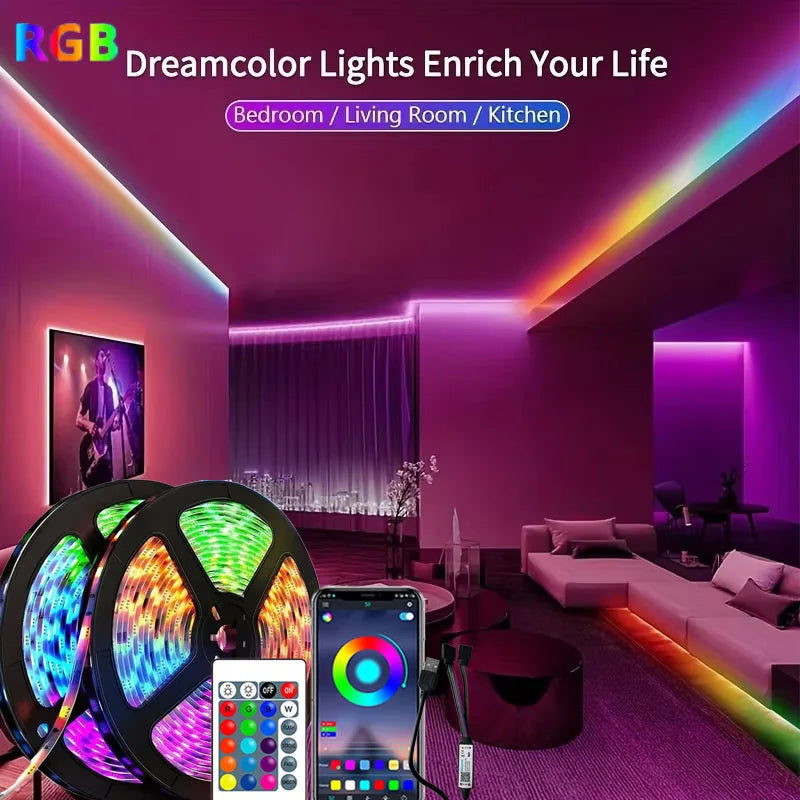 RGB LED Strip Lights with Music Sync and Remote Control