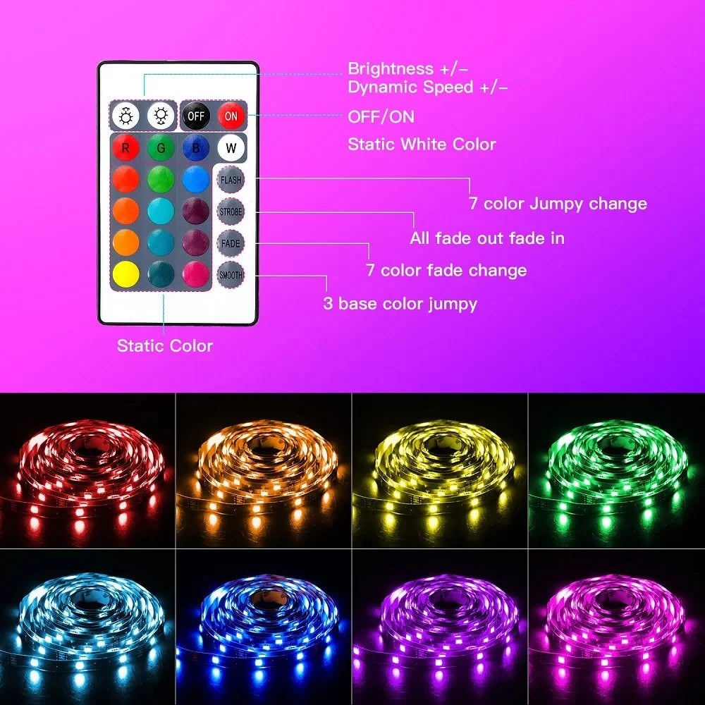 RGB LED Strip Lights with Music Sync and Remote Control