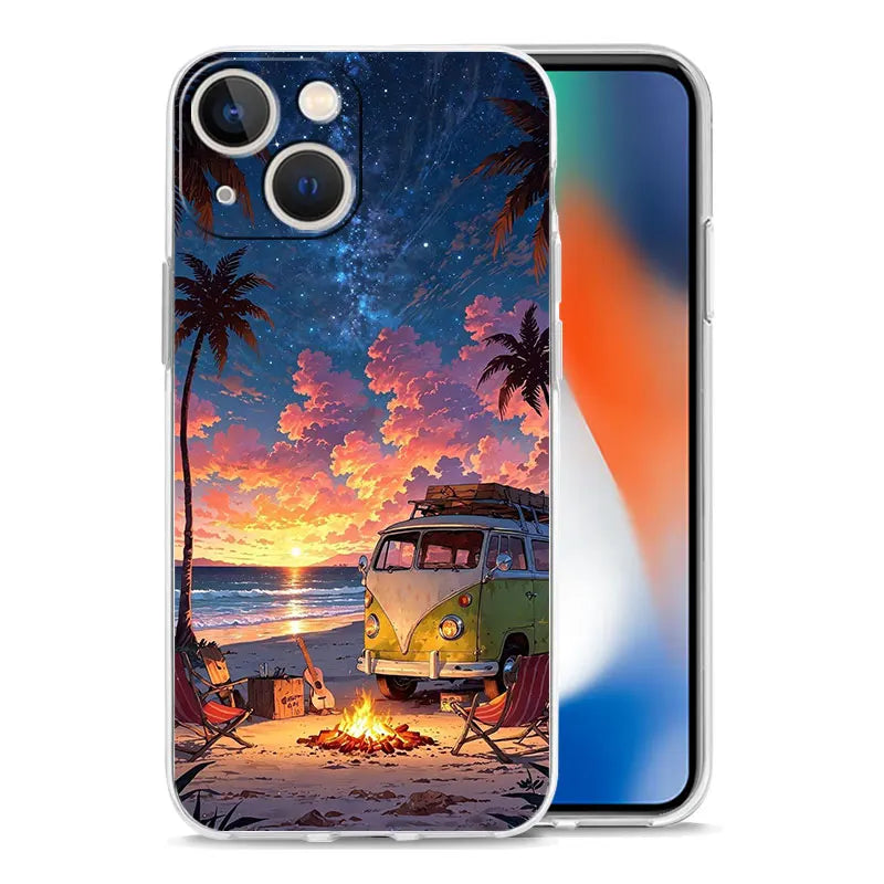Retro Vintage Van Beach Phone Case – Tropical Summer Design