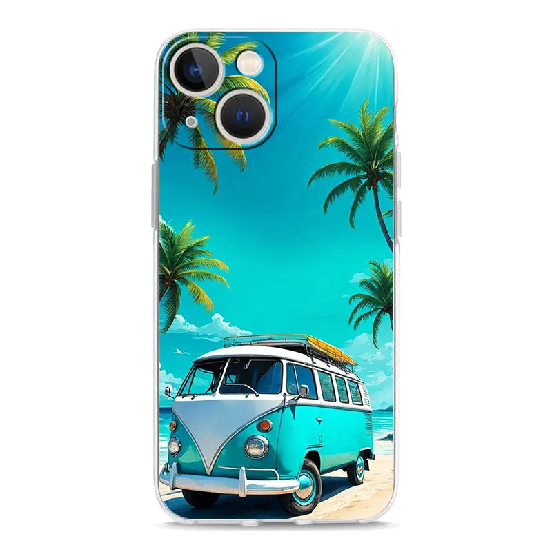 Retro Vintage Van Beach Phone Case – Tropical Summer Design