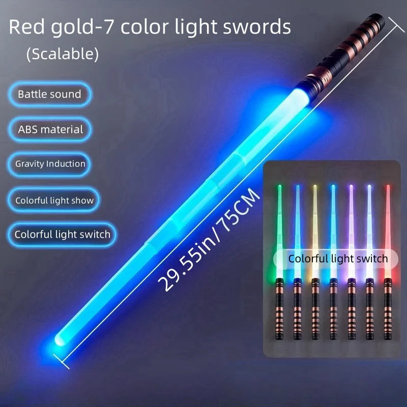 7-Color Retractable Kids Lightsaber with Sound FX & Light Show, 2-in-1 Role-Play Sword, for Halloween/Birthday/ Christmas Gifts
