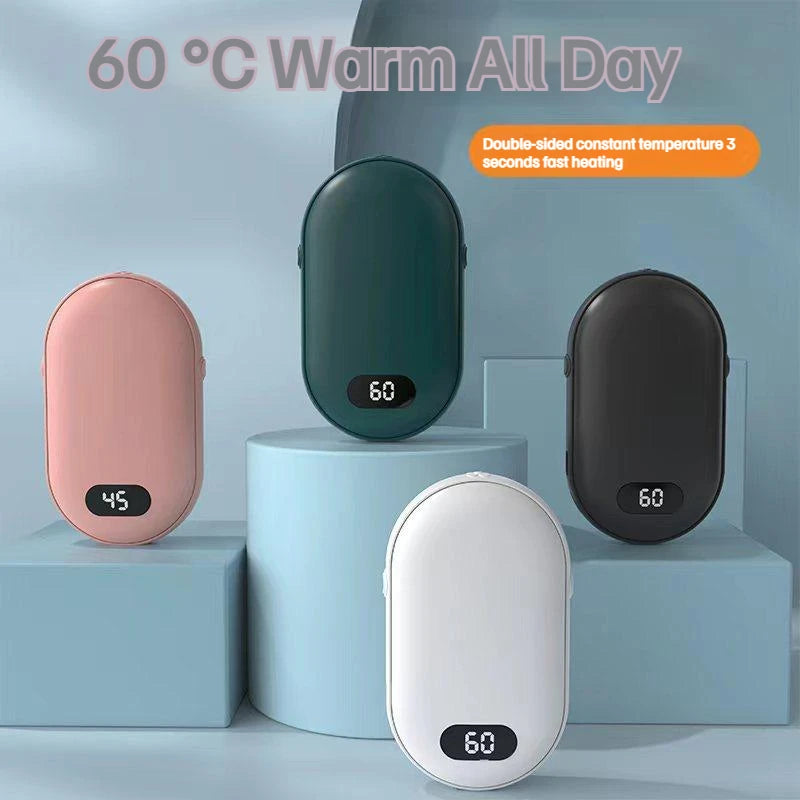 USB Rechargeable Hand Warmer Power Bank 2-in-1 Mini Electric Heater High-Capacity Pocket Warmer for Cold Weather Winter Gift