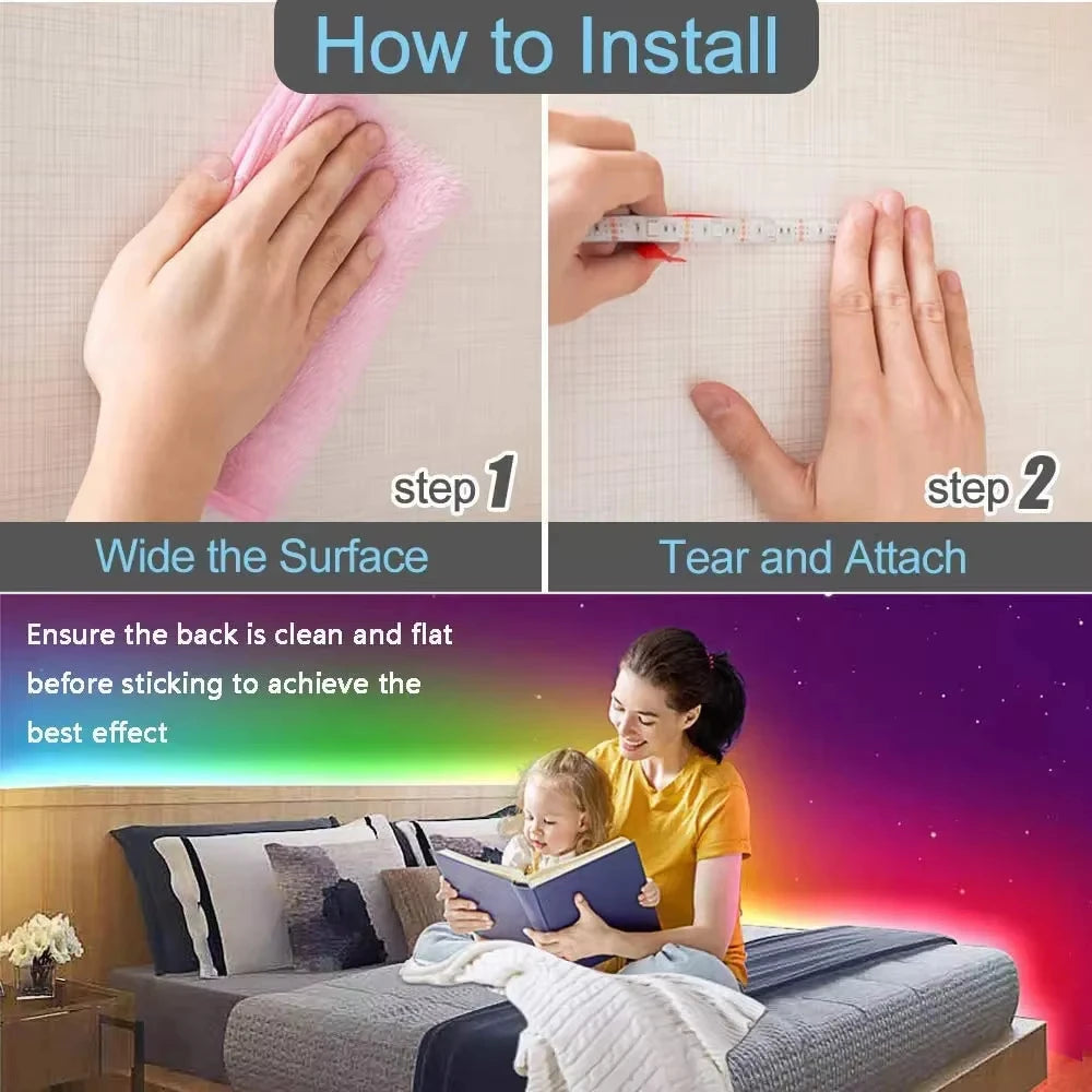 RGB LED Strip Lights with Music Sync and Remote Control