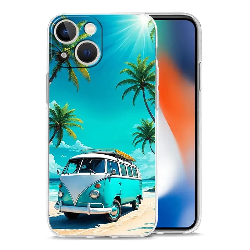 Retro Vintage Van Beach Phone Case – Tropical Summer Design