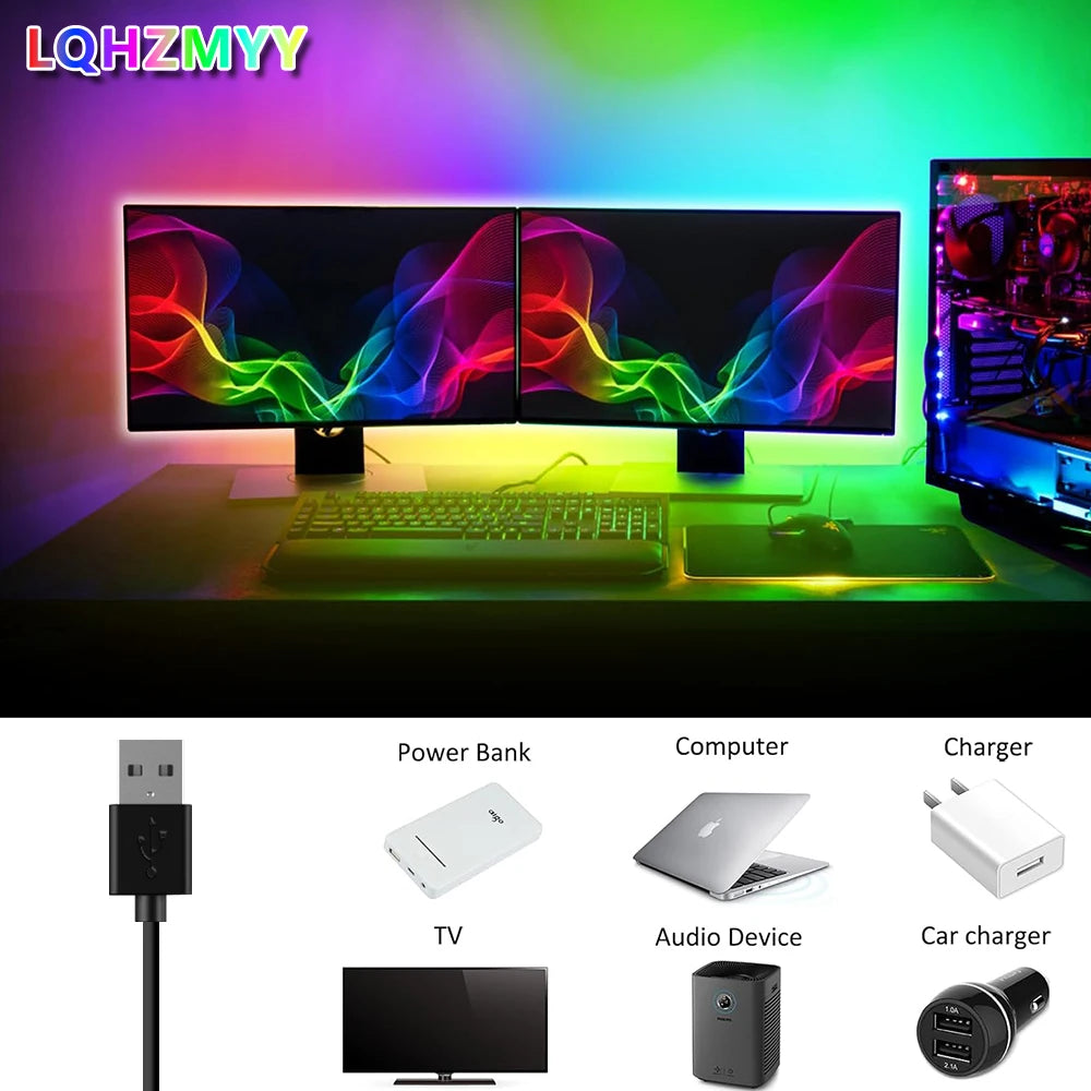 RGB LED Strip Lights with Remote Control – USB TV & Bedroom Lighting