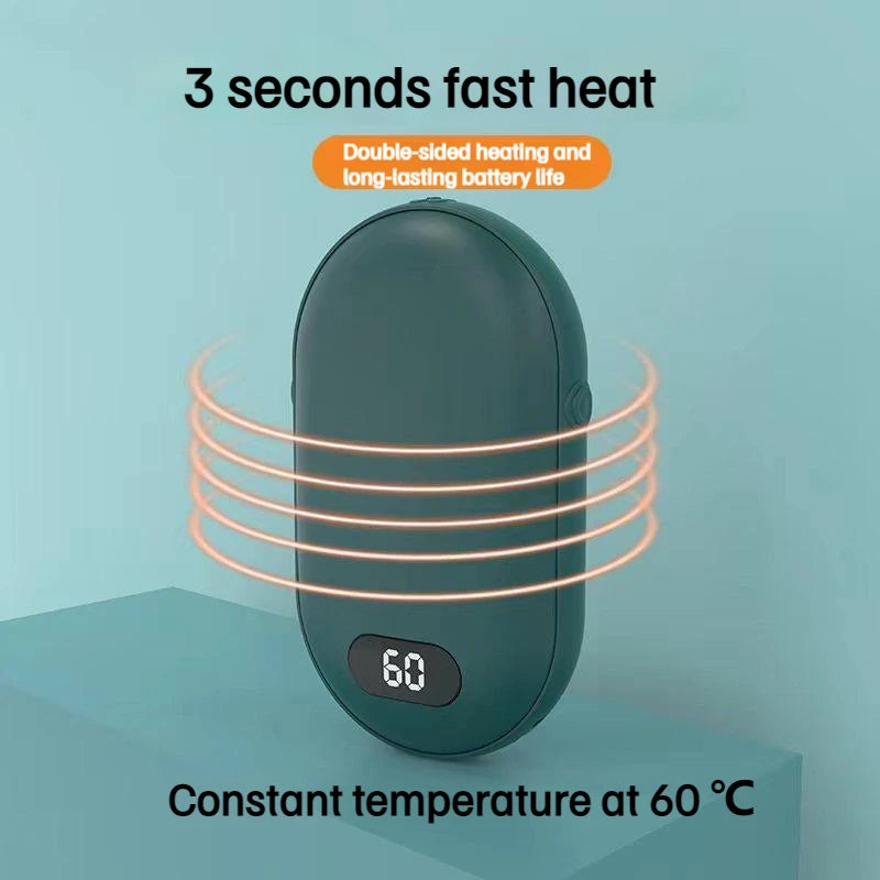 USB Rechargeable Hand Warmer Power Bank 2-in-1 Mini Electric Heater High-Capacity Pocket Warmer for Cold Weather Winter Gift