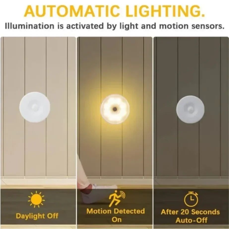 Motion Sensor Night Lights in Warm White/Cold White - Adjustable Brightness, Automatic On/Off, Ideal for Bedside, Stairs, U