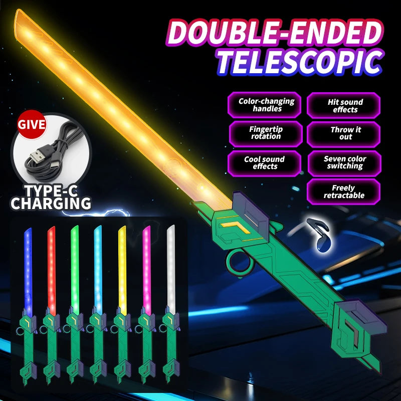 7-Color Retractable Kids Lightsaber with Sound FX & Light Show, 2-in-1 Role-Play Sword, for Halloween/Birthday/ Christmas Gifts