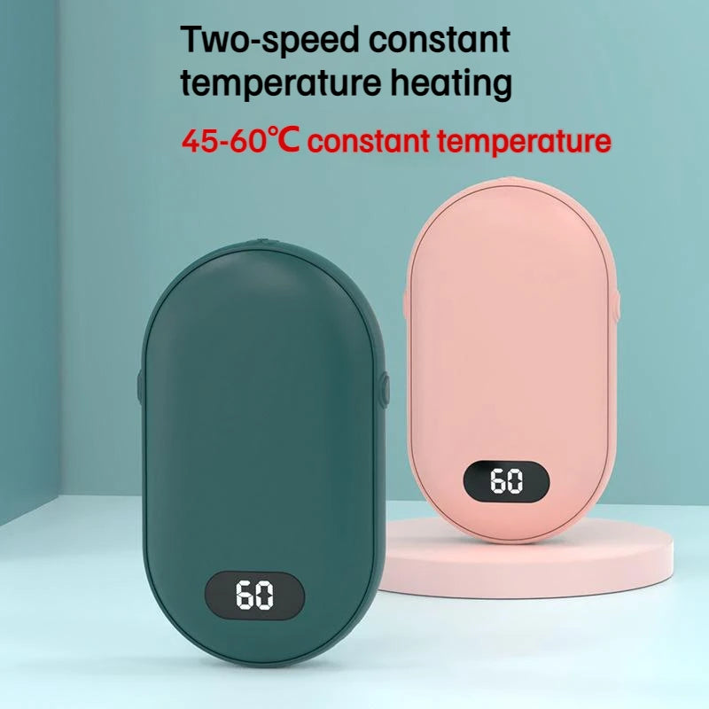USB Rechargeable Hand Warmer Power Bank 2-in-1 Mini Electric Heater High-Capacity Pocket Warmer for Cold Weather Winter Gift