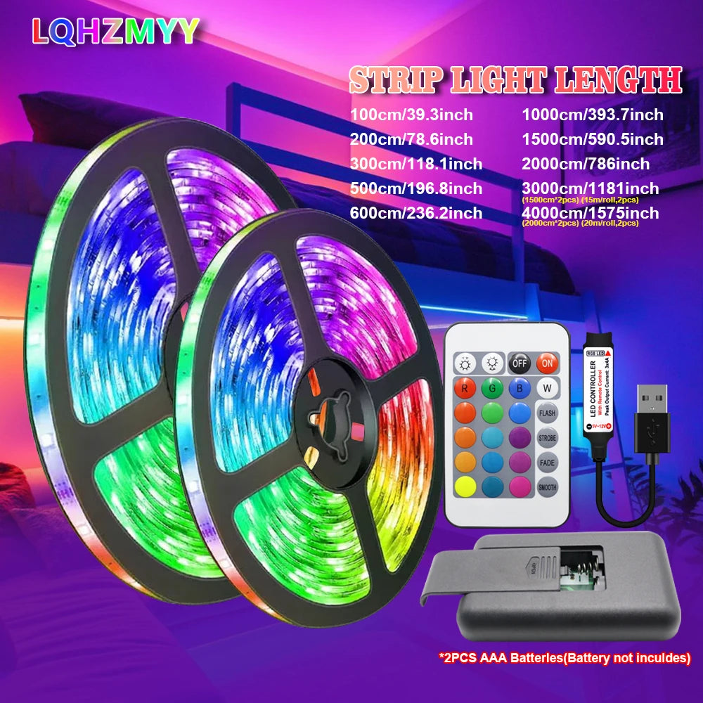RGB LED Strip Lights with Remote Control – USB TV & Bedroom Lighting