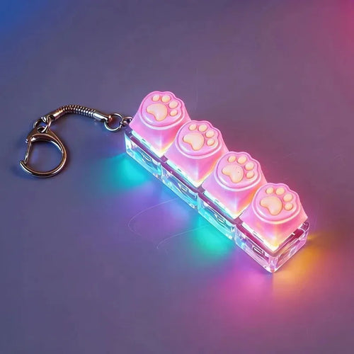 -Clickable Keyboard Keychain LED Light - Stress Anxiety Relief Fidget Toy, Portable Desktop Accessory for Office Decoration Gift