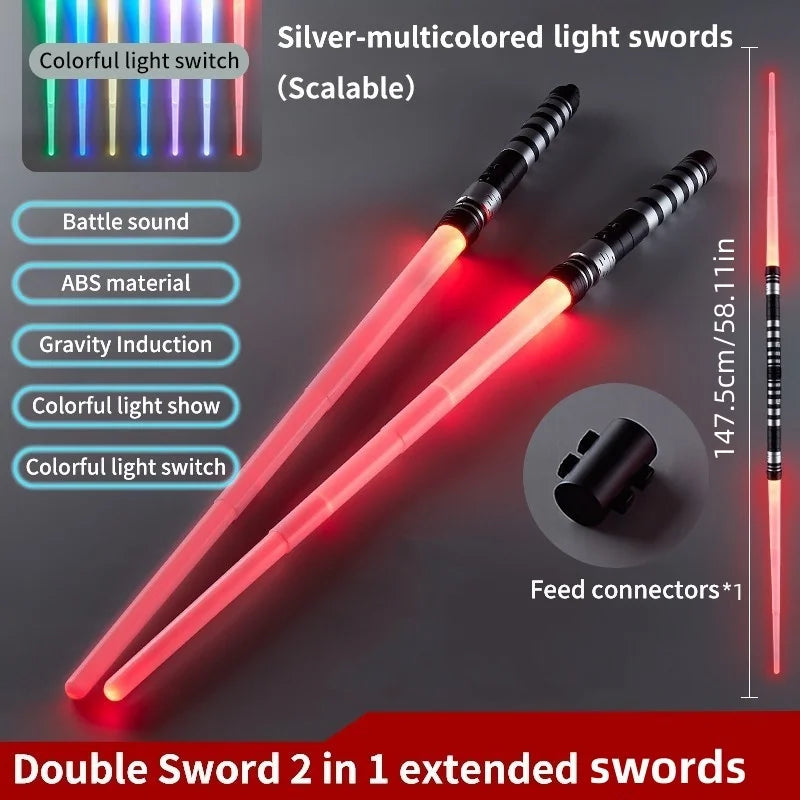 7-Color Retractable Kids Lightsaber with Sound FX & Light Show, 2-in-1 Role-Play Sword, for Halloween/Birthday/ Christmas Gifts